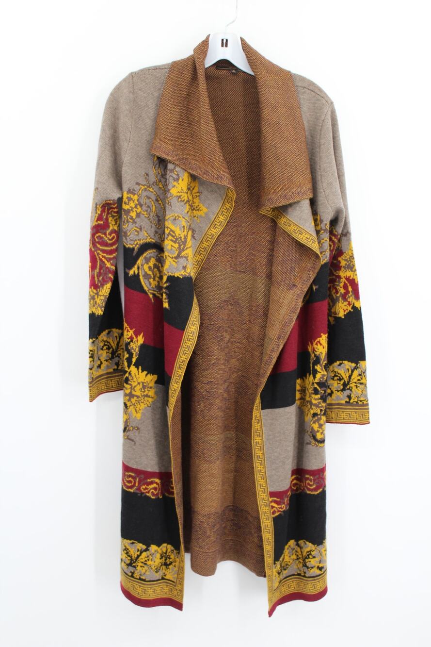 MaxSport Long Baroque Floral Cardigan Black/Red size Medium NEW